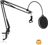 microfoon arm - Tafel Microfoonstandaard - tafelmontage - met draagarm - klem - en popfilter - zwart