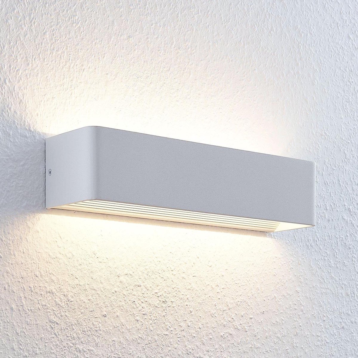 Lindby - LED wandlamp - 1licht - metaal - H: 8 cm - wit - Inclusief lichtbron