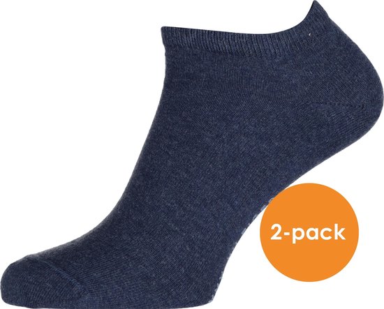 Tommy Hilfiger Sneaker Socks (2-pack) - heren enkelsokken katoen - jeans blauw - Maat: 47-49