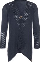 Knit Factory April Gebreid Vest - Cardigan dames - Luchtig donkerblauw zomervest - Damesvest gemaakt van 50% katoen en 50% acryl - Denim - 36/38