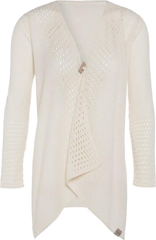Knit Factory April Gebreid Vest - Cardigan dames - Luchtig wit zomervest - Damesvest gemaakt van 50% katoen en 50% acryl - Ecru - 40/42