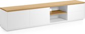 Kave Home - Abilen eikenfineer TV-meubel met 2 deuren en 2 lades in witte lak, 200 x 44 cm FSC 100%