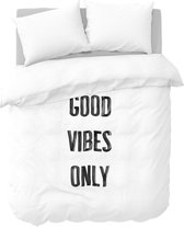 Y-NOT - Good Vibes - Dekbedovertrek - Microvezel - Eenpersoons - 140x200/220 cm - Zwart,Wit