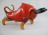 Glazen beeldje - Rode Stier - Murano Stijl - 29 cm hoog