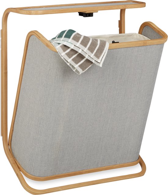 Weigeren hebzuchtig zegevierend Relaxdays wasmand muur - bamboe wasbox uitklapbaar - vlak - met waszak - 40  liter - grijs | bol.com