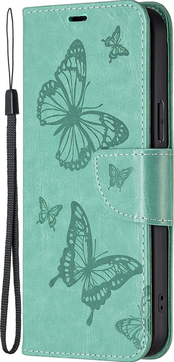 Mobigear Telefoonhoesje geschikt voor Samsung Galaxy S24 Ultra Hoesje | Mobigear Butterfly Bookcase Portemonnee | Pasjeshouder voor 3 Pasjes | Telefoonhoesje voor Pinpas / OV Kaart / Rijbewijs - Groen