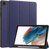 Tablet Hoes Geschikt voor Samsung Galaxy Tab A9 Plus | Book Case met Standaard | Kunstlederen Beschermhoes | Tri-fold | Blauw