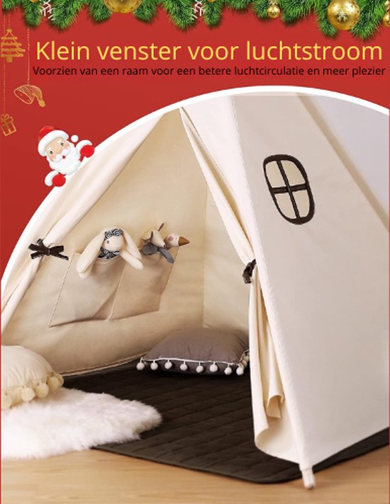 Tipi Enfant Tente tipi avec épais Tapis Lères Indian Indian Teepee Portable Tente Maison en