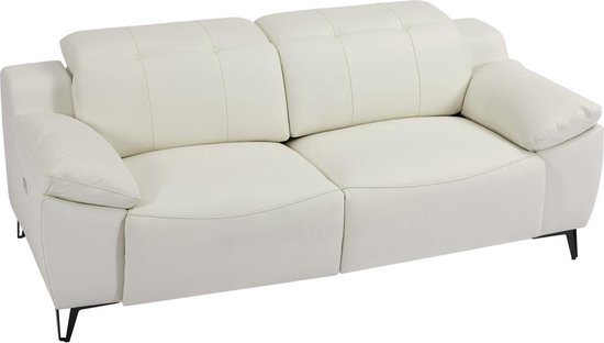 LINEA SOFA Elektrische relax-driezitsbank van wit leer ROVETO L 209 cm ...