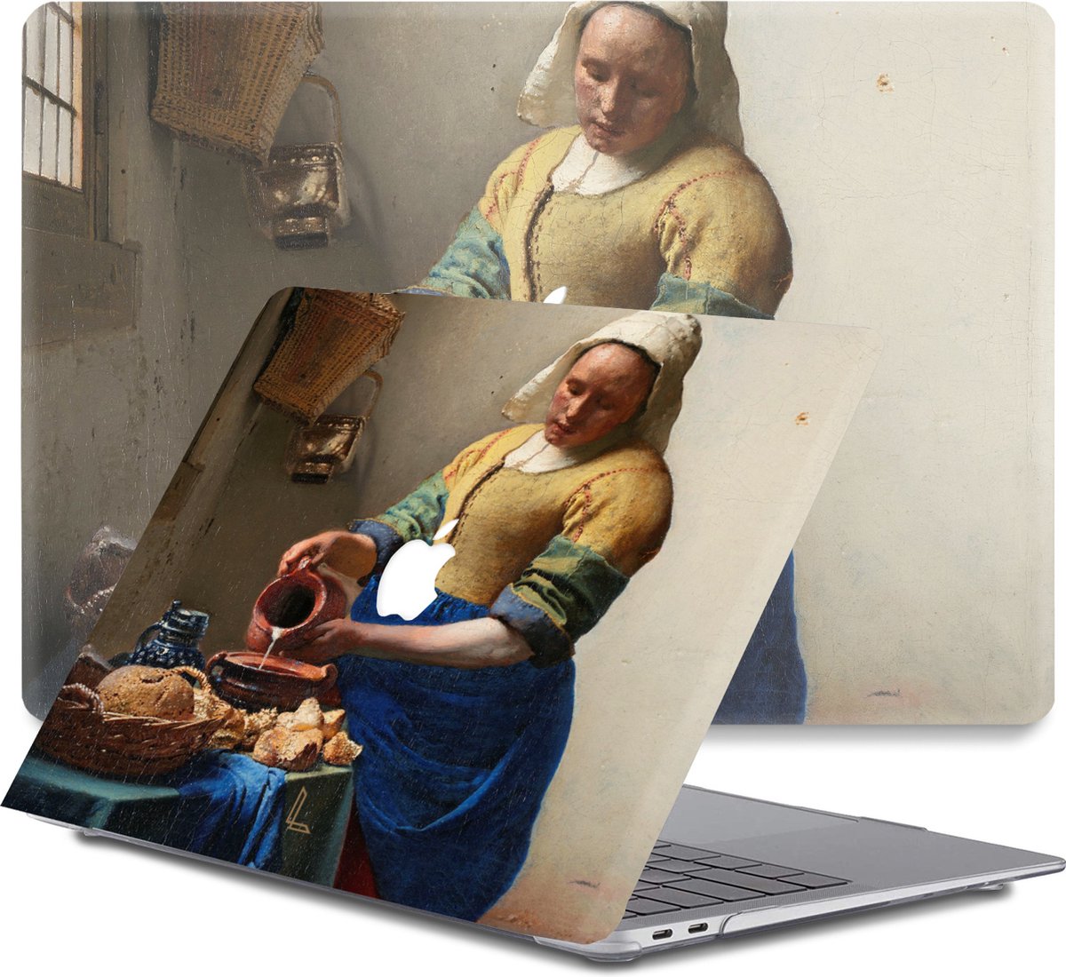 Lunso - Geschikt voor MacBook Air 13 inch (2010-2017) - cover hoes - Vermeer Melkmeisje - Vereist model A1369 / A1466