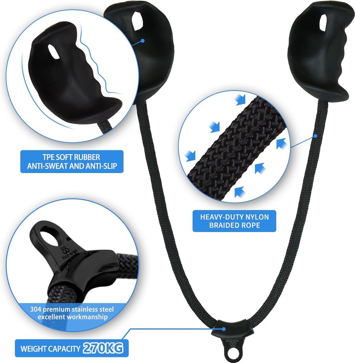 Corde en Nylon d'extrémité en caoutchouc solide pour l'entraînement de gymnastique biceps et triceps tirer câble d'exercice musculation accessoire d'équipement de Fitness