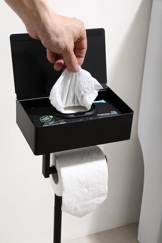 Porte Papier Toilette avec Brosse WC - Porte Rouleau Papier Toilette Debout  en Acier Inoxydable avec Boîte à Lingettes Humides, Brosse WC et Dérouleur  Papier Aucun Perçage Requis (Noir Mat) : 