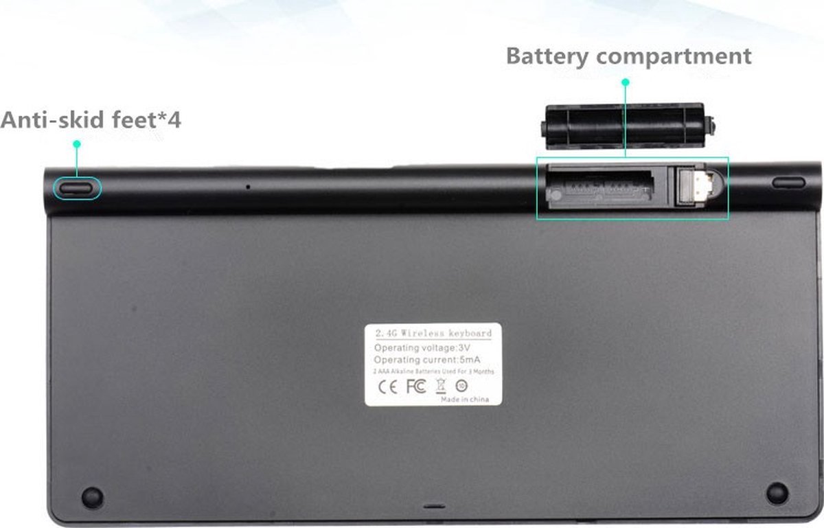 Draadloos Toetsenbord (QWERTY) Keyboard Wireless Universeel Draadloos Bluetooth - Toetsenbord Geschikt voor: Smart TV Box / Tablet / Computer Laptop (Windows) PC / Apple Mac / iPad / Samsung / iPhone / Macbook / iMac / Android - zwart — cadeau in Gadgets - foto 7