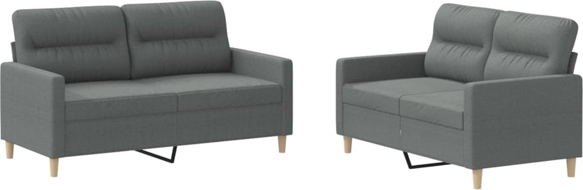 vidaXL - 2-delige - Loungeset - met - kussens - stof - donkergrijs