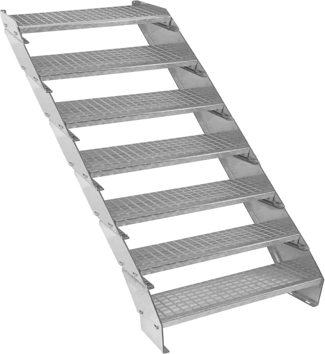 Verstelbare 7-delige verzinkte trap - zilver - 900mm - max.12 treden