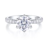 Yuliana - Platinum Moissanite Verlovingsring in Tulp Zetting met Schitterende Zijstenen - 5 karaat