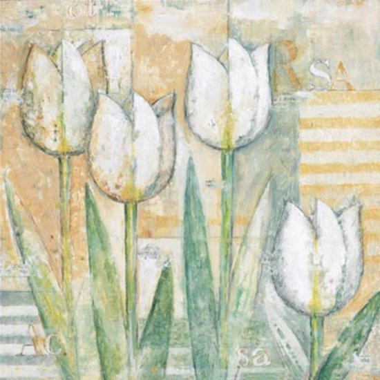 Kunstdruk Eric Barjot - White Tulips 15x15cm