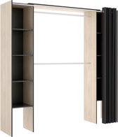 Armoire modulable LAURENT - L. 110/160 cm - Chêne et gris