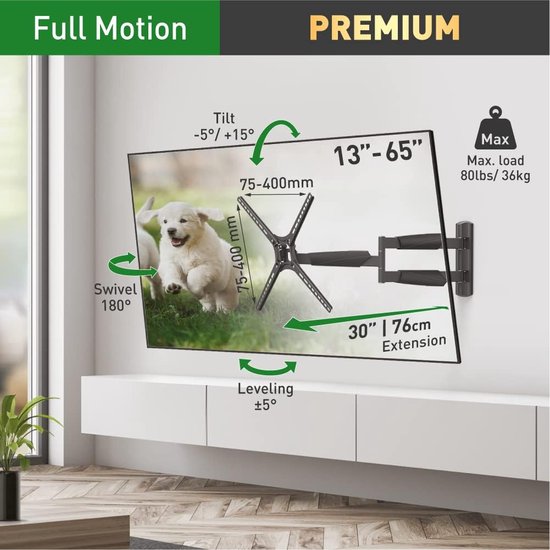 Barkan 40 inch lange tv-muurbeugel, 13-83 inch Full Motion Articulating