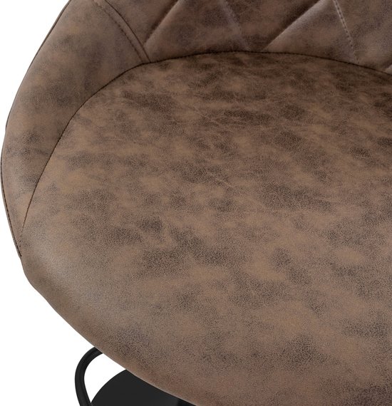 Lot de 2 tabourets de bar revêtement en simili cuir marron avec dossier et repose-pieds réglables en hauteur 62-82 cm ML- Design