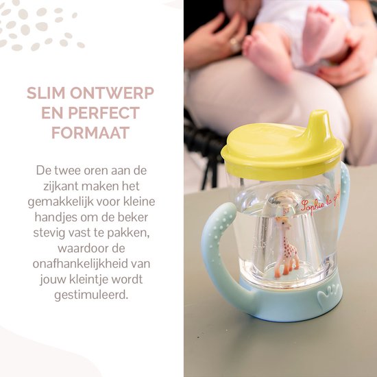Sophie de giraf Beker - Drinkbeker voor kinderen - Lekvrij - Anti-lek beker - Vanaf 6 maanden - 200 ml - In witte geschenkdoos - Blauw/Groen van Sophie de Giraf. — afbeelding 2