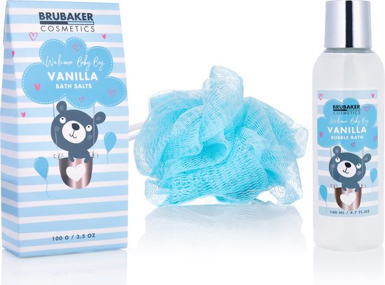 BRUBAKER Cosmetics 7-delige Babycadeauset voor jongens - Cadeau voor babyshower - Babyverzorgingsset in Badkuip en pluche beer - Babycadeau - Lichtblauw van BRUBAKER Cosmetics — afbeelding 2
