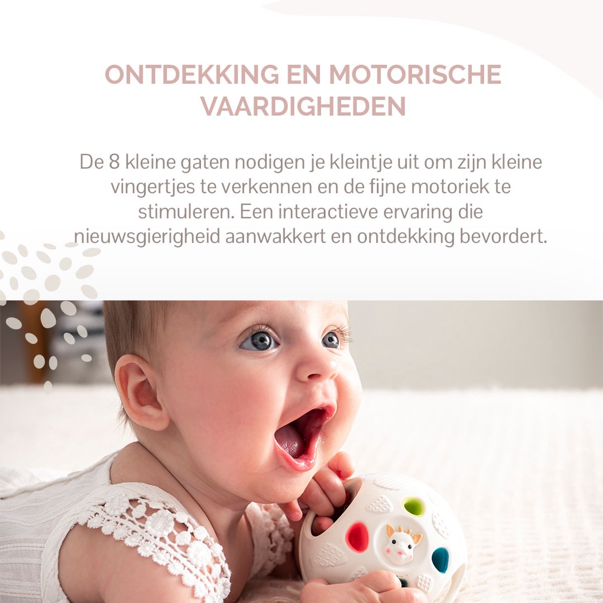 Sophie de giraf So'Pure Senso'Ball - Speelbal - Babyspeelgoed - Speelgoedbal - 100% natuurlijk rubber - OK-Biobased - In gerecyled geschenkdoosje met organic katoenen strikje - Ø9.5 cm — afbeelding 5