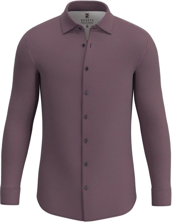 Desoto - Overhemd Kent Print Rood - Heren - Maat S - Slim-fit