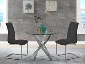 Tafelset met eettafel COSIMA + 2 stoelen NADYA - Zwart L 90 cm x H 77 cm x D 90 cm