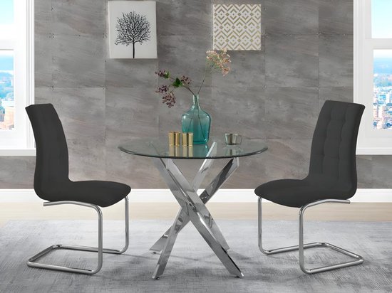Set de table avec table à manger COSIMA + 2 chaises NADYA - Zwart L 90 cm x H 72.5 cm x P 90 cm