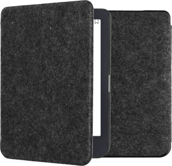 Housse kwmobile pour Tolino Shine 3 - housse de protection pour liseuse en feutre - gris foncé