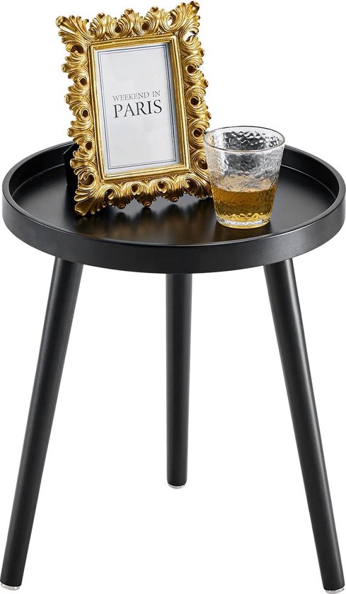Bijzettafel Koffietafels Koffietafel ijzer woonkamer ronde tafel kleine familie gehard glas thee salontafel voor Woonkamer, Slaapkamer, Bank (Color : Black