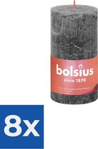 Bolsius Stompkaars Stormy Grey Ø68 mm - Hoogte 13 cm - Donkergrijs - 60 Branduren - Voordeelverpakking 8 stuks