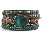 Marama - wikkelarmband Turquoise Breeze - vegan - natuursteen - damesarmband - verstelbaar