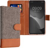 kwmobile telefoonhoesje geschikt voor Google Pixel 7a - Hoesje met pasjeshouder in lichtgrijs / bruin - Case met portemonnee