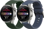kwmobile 2x armband geschikt voor Huawei Watch 4 Pro / Watch 4 / Watch 3 Pro / Watch 3 - Bandjes voor fitnesstracker in donkergroen / blauwgrijs