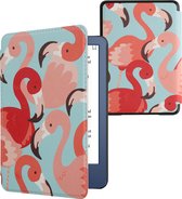kwmobile hoes geschikt voor Amazon Kindle (2022) - Magnetische sluiting - E reader cover in roze / poederroze / rood - Flamingo's design