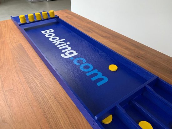 Vandenbossportief Gepersonaliseerde Sjoelbak 200cm - Wedstrijdsjoelbak - Inclusief 30 sjoelstenen - Te personaliseren - bedrukte sjoelbak - Logo, Uiting en meer - op de brug - speelveld - stenen van de sjoelbak-volledig in jouw kleur gespoten