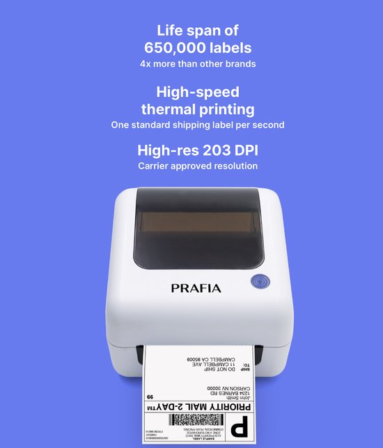 VEVOR Imprimante d'étiquettes thermique, 203 DPI pour colis d