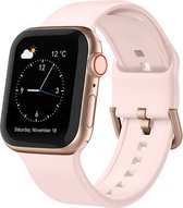 By Qubix Soft siliconen bandje met gespsluiting - Lichtroze - Geschikt voor Apple Watch 42mm - 44mm - 45mm - Ultra - 49mm - Compatible Apple watch