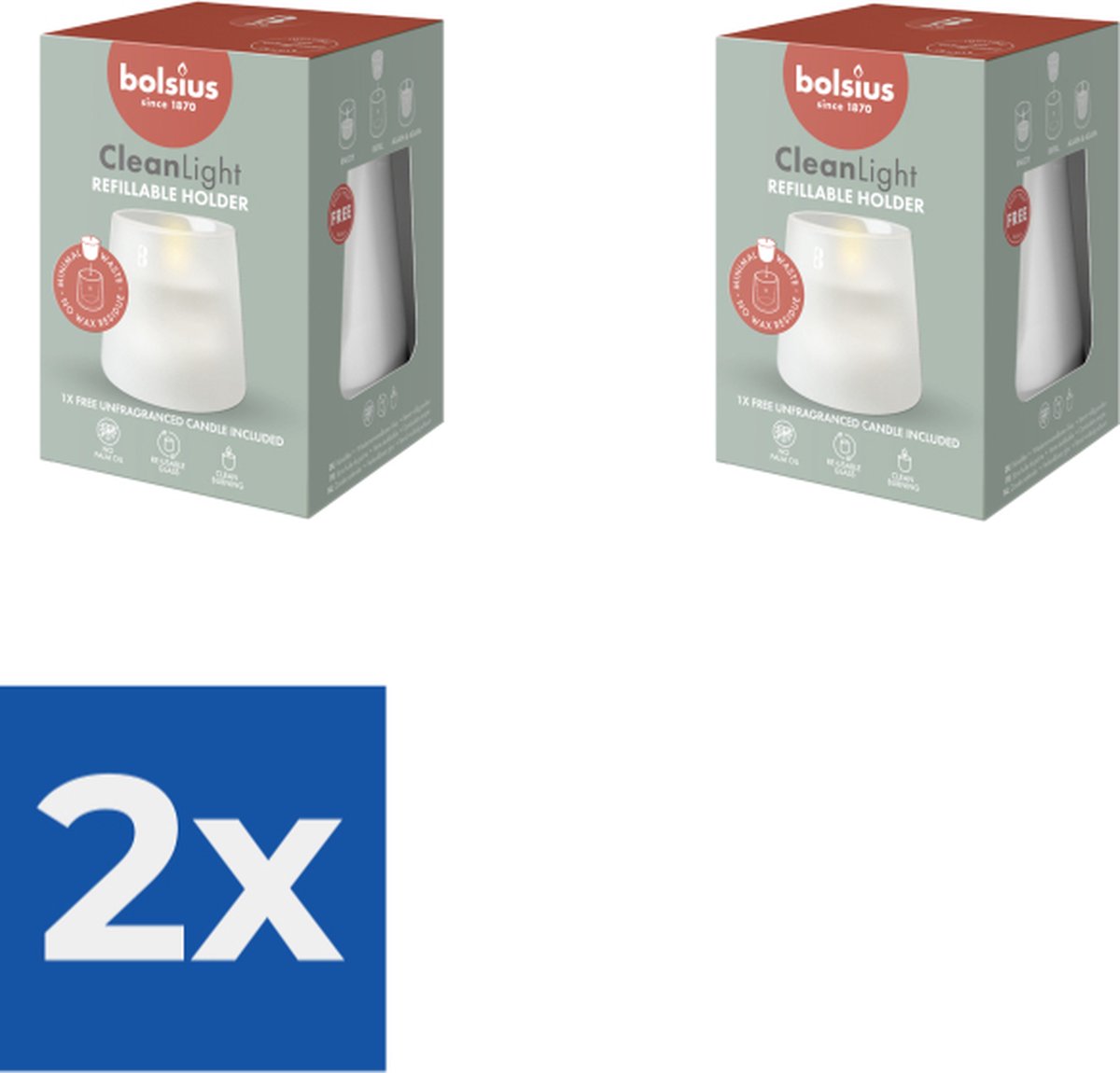 Bolsius Clean Light Refillable Holder Zero 1ST Voordeelverpakking 2 stuks