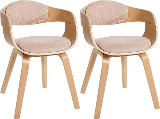 CLP Kingston Set de 2 chaises de salle à manger / Avec accoudoir - Tissu - natura/creme natura