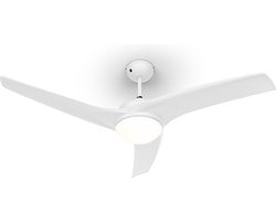 Klarstein Ventilator Figo plafondventilator - 2-in-1: & plafondlamp (2 x 55 W), diameter: 132 cm, 3 bladen, luchtstroom: 9,018 m³/h, 2 draairichtingen, 3 snelheidsinstellingen, wit - 40 cm - voor Slaapkamer - Afstandsbediening 3 Snelheden