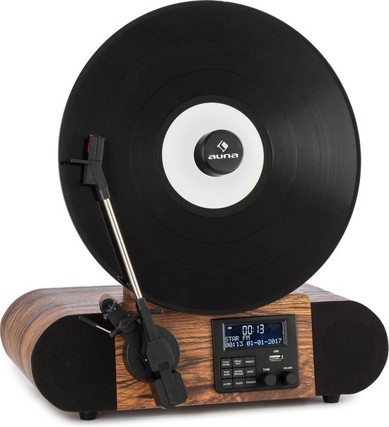 Verticalo SE DAB retro platenspeler DAB+ FM tuner USB BT AUX hout