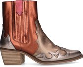 Manfield - Dames - Gouden metallic leren cowboy laarzen - Maat 37