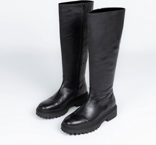 Hoge zwarte leren laarzen new arrivals