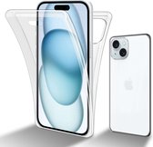 Cadorabo Hoesje voor Apple iPhone 15 in TRANSPARANT - 360° Full Body Case Cover Beschermhoes Voor- en achterbescherming, all-round bescherming met displaybescherming