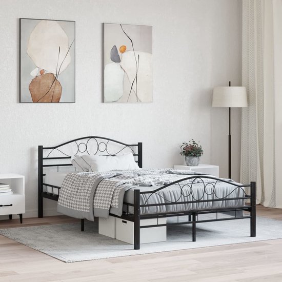 The Living Store Metalen Bedframe - Klassiek en Elegant - Staal - 210 x 147 x 85 cm - 140 x 200 cm
