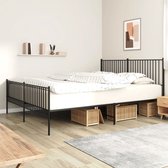 The Living Store Bedframe - Robuust - Metaal - Zwart - 207 x 198 x 90.5 cm