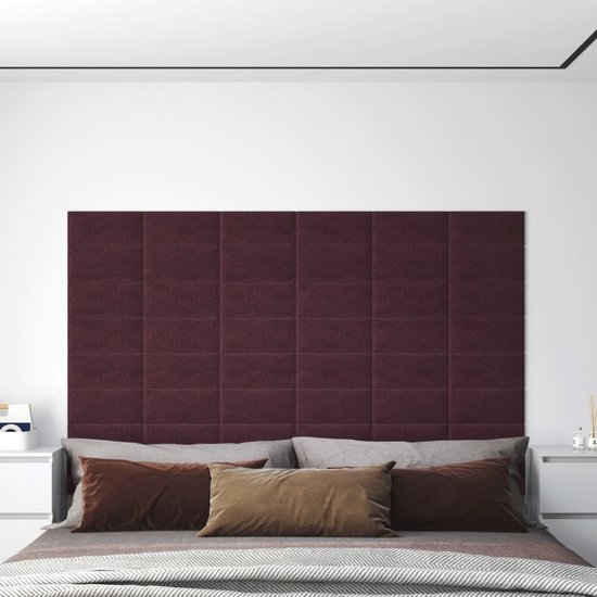 The Living Store Wandpanelen - Trendy - Wanddecoratie - 30 x 15 cm - Paars - 100% polyester - 12 stuks